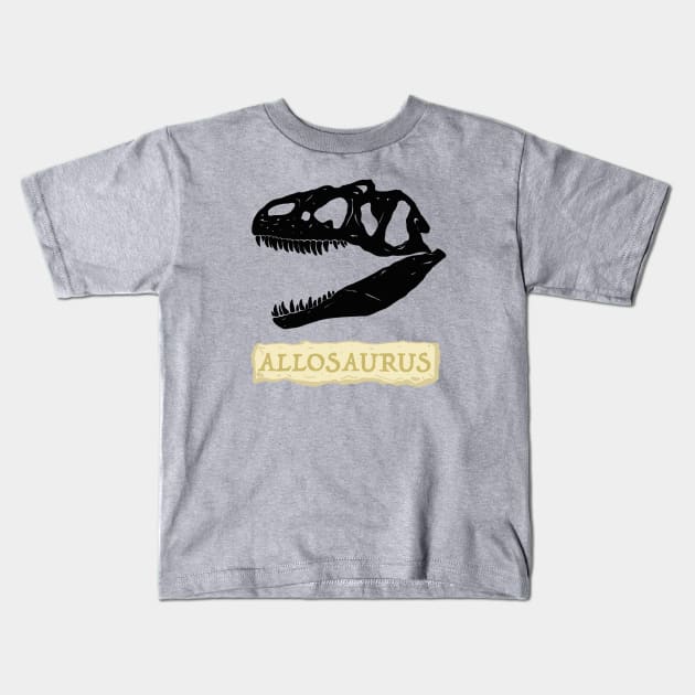 Allosaurus Skull Fossil Kids T-Shirt by SNK Kreatures